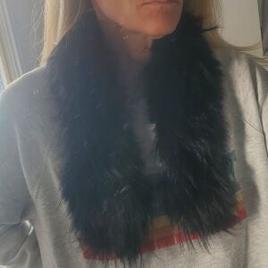 Real Black Fox Fur Scarf Collar By Sink